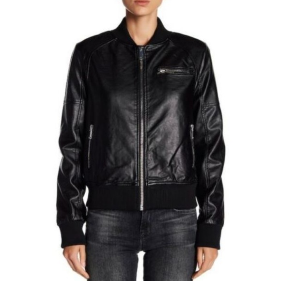 SOLD John & Jenn Vegan Leather Bomber Jacket - Picture 3 of 3